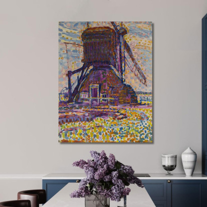 Il Mulino Winkel Piet Mondrian pmn69 quadro stampato su tela