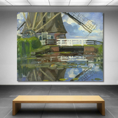 Veduta Troncata Del Mulino Broekzijder Sulle Ali Gein Rivolte A Ovest Piet Mondrian pmn70 quadro stampato su tela