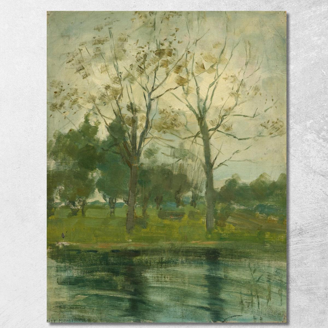 Due Alberi Staglia Dietro Un Corso D'Acqua Piet Mondrian pmn71 quadro stampato su tela