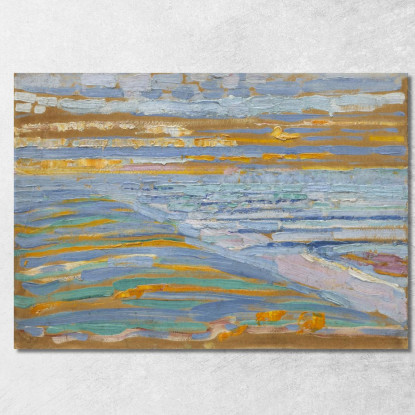 Vista Dalle Dune Con Spiaggia E Moli Domburg Piet Mondrian pmn72 quadro stampato su tela
