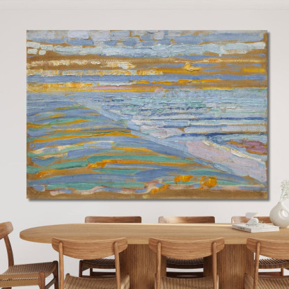 Vista Dalle Dune Con Spiaggia E Moli Domburg Piet Mondrian pmn72 quadro stampato su tela
