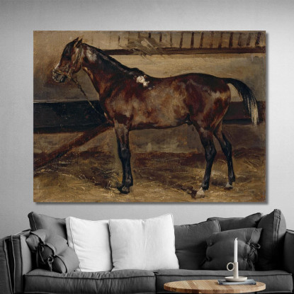 Cavallo Marrone Alla Stalla Théodore Géricault tgr7 quadro stampato su tela