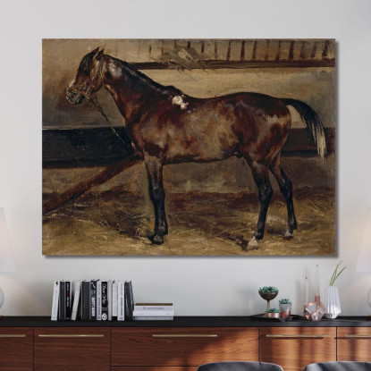 Cavallo Marrone Alla Stalla Théodore Géricault tgr7 quadro stampato su tela