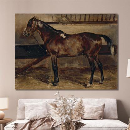 Cavallo Marrone Alla Stalla Théodore Géricault tgr7 quadro stampato su tela