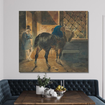 Cavallo Da Tiro Nella Stalla Théodore Géricault tgr8 quadro stampato su tela