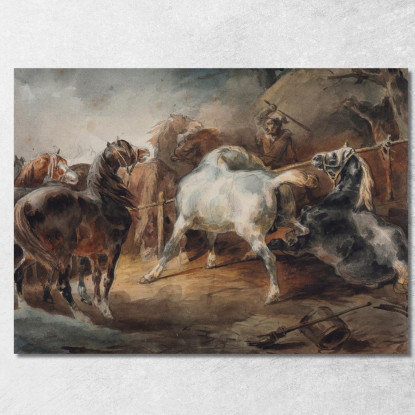 Cavalli Da Combattimento Théodore Géricault tgr14 quadro stampato su tela