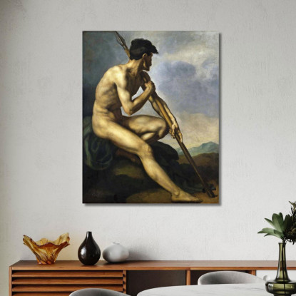 Guerriero Nudo Con Lancia Théodore Géricault tgr31 quadro stampato su tela
