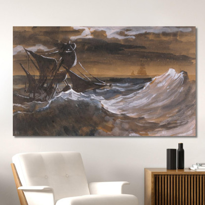 Barca A Vela Su Un Mare In Tempesta Théodore Géricault tgr42 quadro stampato su tela