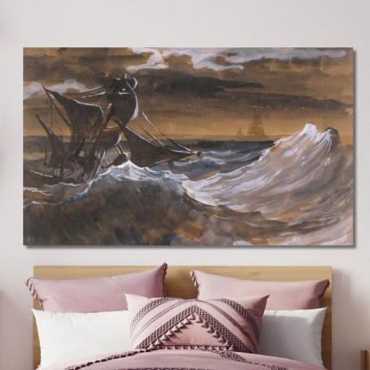 Barca A Vela Su Un Mare In Tempesta Théodore Géricault tgr42 quadro stampato su tela