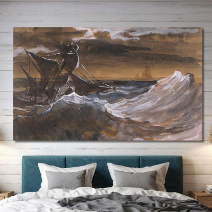Barca A Vela Su Un Mare In Tempesta Théodore Géricault tgr42 quadro stampato su tela