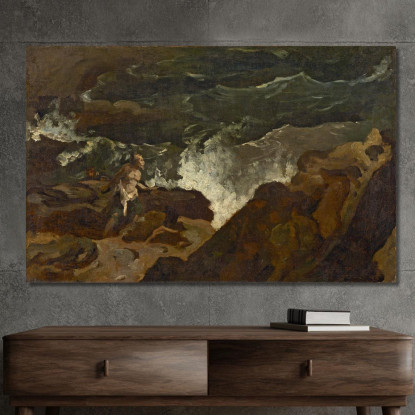 Naufragato Su Una Spiaggia La Tempesta Théodore Géricault tgr43 quadro stampato su tela