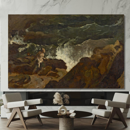Naufragato Su Una Spiaggia La Tempesta Théodore Géricault tgr43 quadro stampato su tela