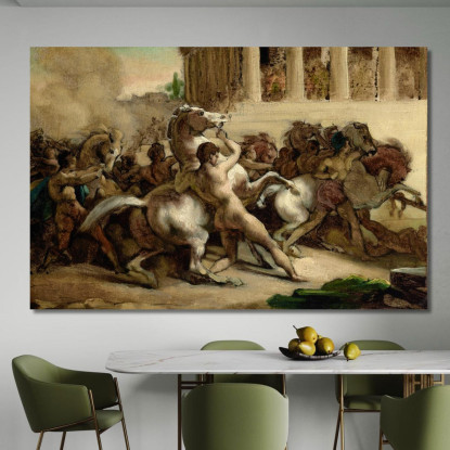 La Corsa Dei Cavalli Senza Cavaliere Théodore Géricault tgr53 quadro stampato su tela