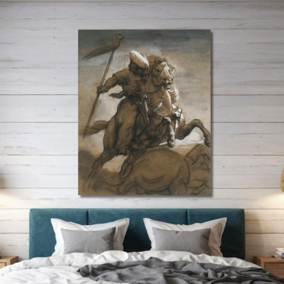 Cavaliere Turco In Combattimento Théodore Géricault tgr60 quadro stampato su tela