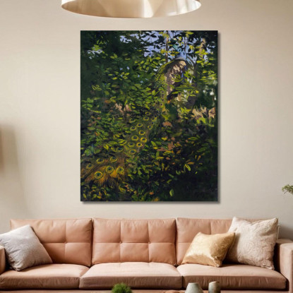 Pavone Nel Bosco Abbott Handerson Thayer aht15 quadro stampato su tela