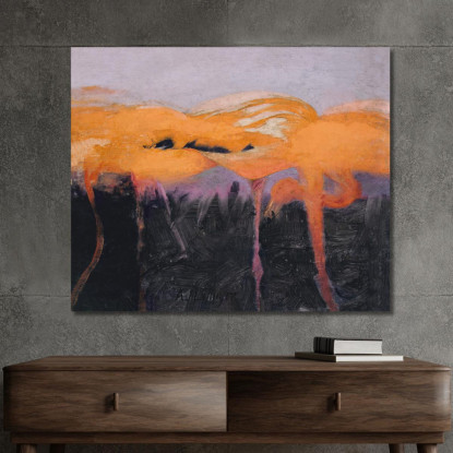 Fenicotteri Rossi Abbott Handerson Thayer aht16 quadro stampato su tela