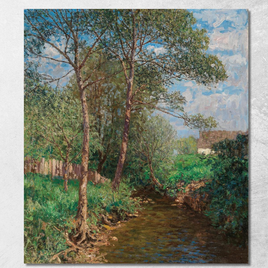 Un Paesaggio Soleggiato Con Ruscello Alfred Zoff azf8 quadro stampato su tela