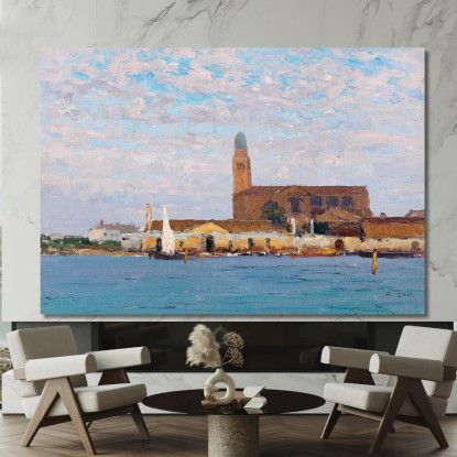 Una Vista Della Cattedrale Di Chioggia 2 Alfred Zoff azf9 quadro stampato su tela