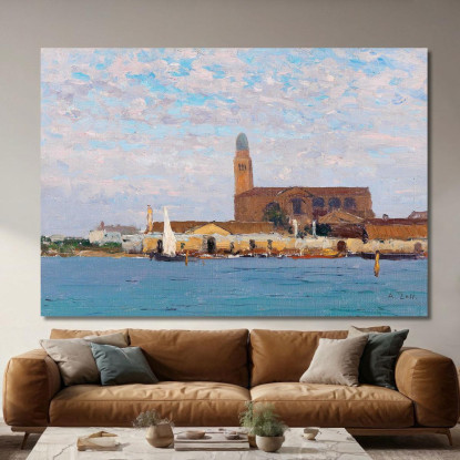 Una Vista Della Cattedrale Di Chioggia 2 Alfred Zoff azf9 quadro stampato su tela