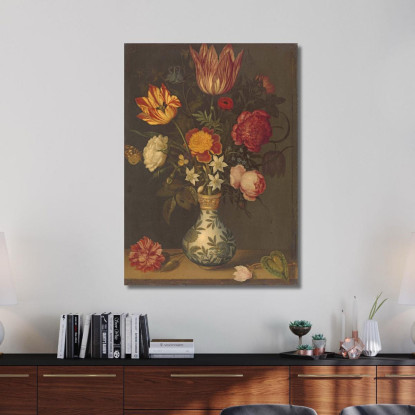 Natura Morta Con Fiori In Un Vaso Wan-Li 1619 Ambrosius Bosschaert abc3 quadro stampato su tela
