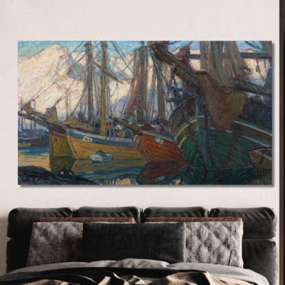 Una Serata Tranquilla. Studio Dalla Norvegia Settentrionale Anna Boberg abb3 quadro stampato su tela