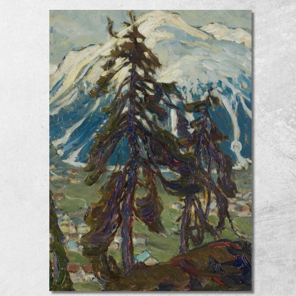 Abeti Davanti Alle Montagne. Studio Dalla Norvegia Settentrionale Anna Boberg abb15 quadro stampato su tela