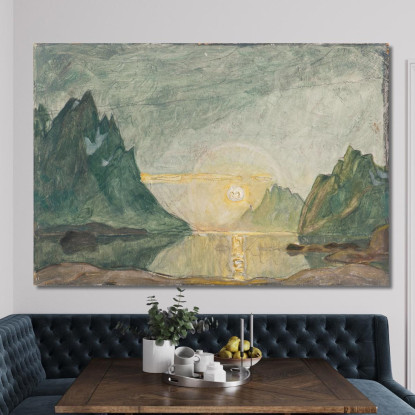 Sole Di Mezzanotte. Studio Dal Nord Della Norvegia Anna Boberg abb24 quadro stampato su tela