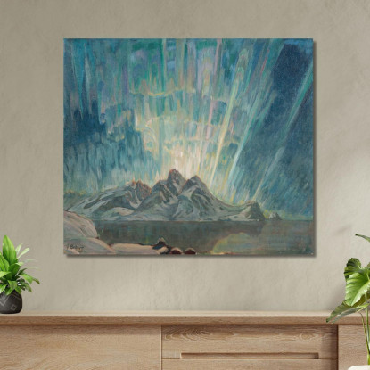 Aurora Boreale. Studio Dalla Norvegia Settentrionale Anna Boberg abb30 quadro stampato su tela