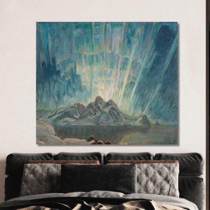 Aurora Boreale. Studio Dalla Norvegia Settentrionale Anna Boberg abb30 quadro stampato su tela