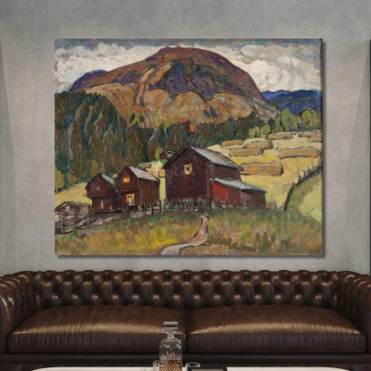 Paesaggio Estivo Con Scudi. Studio Della Norvegia Settentrionale Anna Boberg abb40 quadro stampato su tela