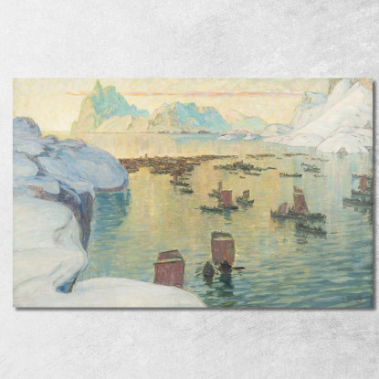 La Flotta Peschereccia In Partenza. Studio Dalla Norvegia Settentrionale Anna Boberg abb44 quadro stampato su tela