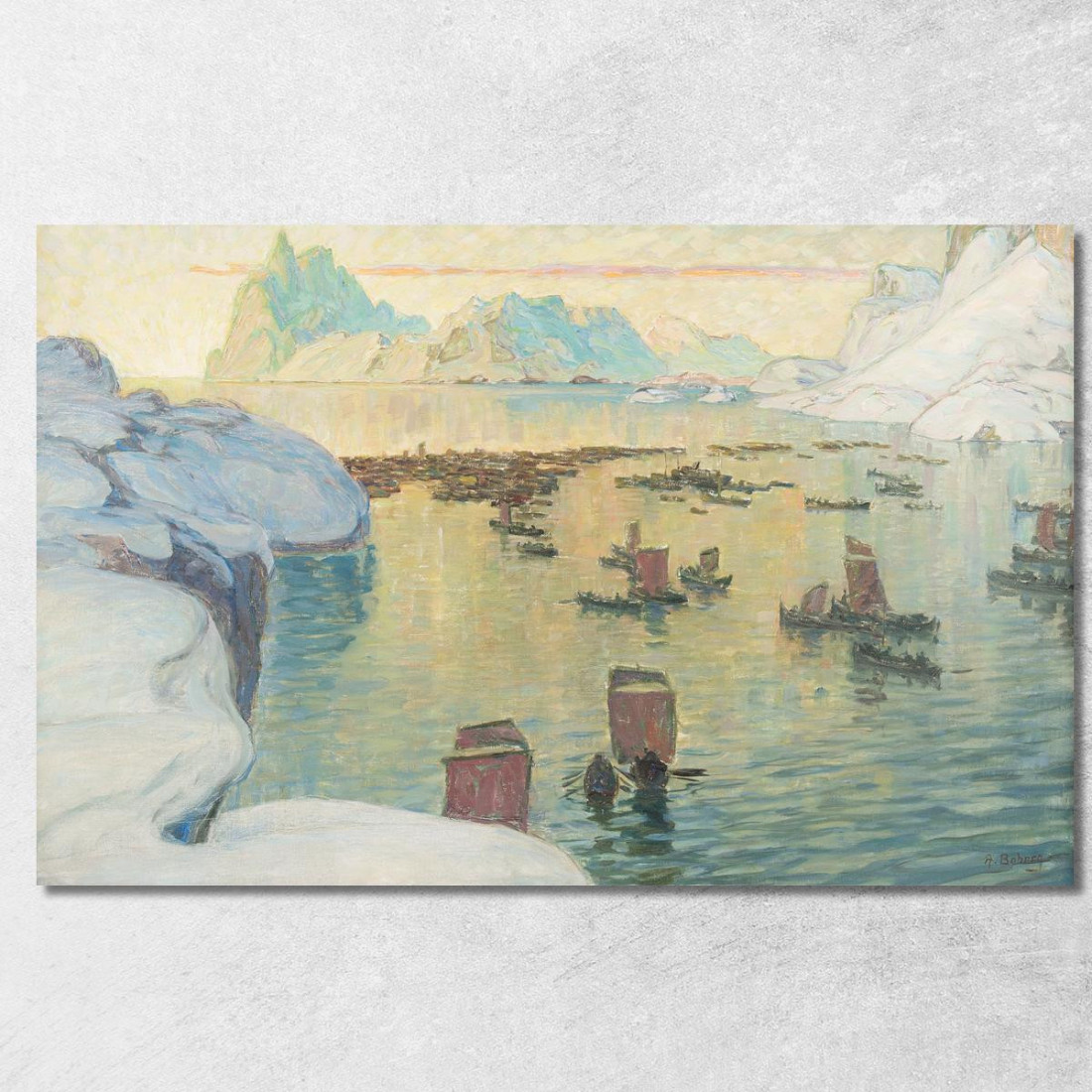 La Flotta Peschereccia In Partenza. Studio Dalla Norvegia Settentrionale Anna Boberg abb44 quadro stampato su tela