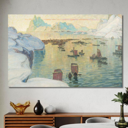 La Flotta Peschereccia In Partenza. Studio Dalla Norvegia Settentrionale Anna Boberg abb44 quadro stampato su tela