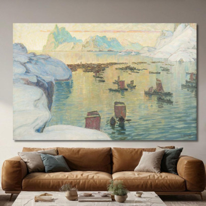 La Flotta Peschereccia In Partenza. Studio Dalla Norvegia Settentrionale Anna Boberg abb44 quadro stampato su tela