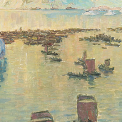 La Flotta Peschereccia In Partenza. Studio Dalla Norvegia Settentrionale Anna Boberg abb44 quadro stampato su tela