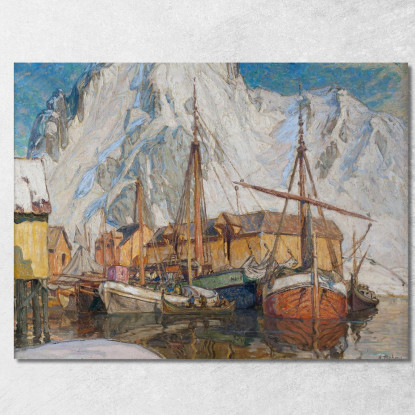Il Porto Di Svolvaer Lofoten Anna Boberg abb46 quadro stampato su tela