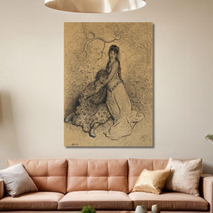 Ruggero Abbracciato Di Bradamante Doré Gustave gdr60 quadro stampato su tela