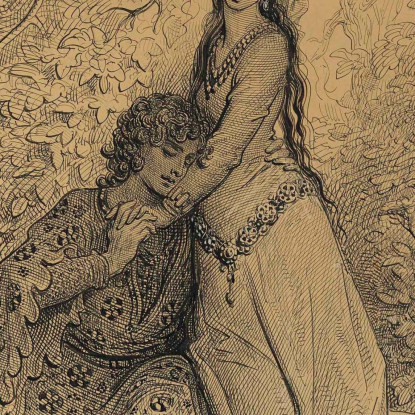 Ruggero Abbracciato Di Bradamante Doré Gustave gdr60 quadro stampato su tela