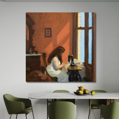 Ragazza Alla Macchina Da Cucire Edward Hopper eho54 quadro stampato su tela
