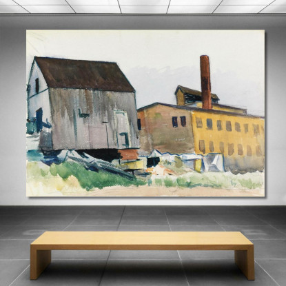 Fabbrica E Capannone Edward Hopper eho66 quadro stampato su tela