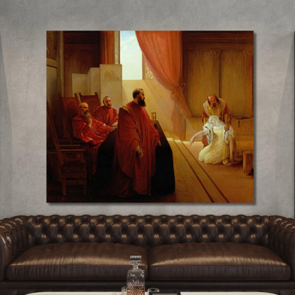 Valenza Gradenigo Before The Inquisition Francesco Hayez fhy21 quadro stampato su tela