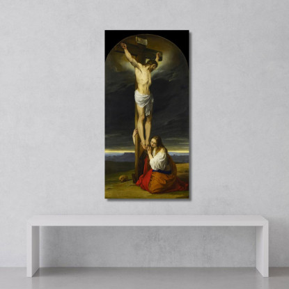 Crocifissione Con Maria Maddalena Inginocchiata E Piangente Francesco Hayez fhy24 quadro stampato su tela
