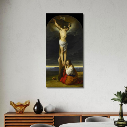 Crocifissione Con Maria Maddalena Inginocchiata E Piangente Francesco Hayez fhy24 quadro stampato su tela