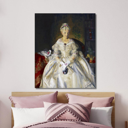 La Signora T. In Seta Color Crema N. 2 George Bellows gbl13 quadro stampato su tela