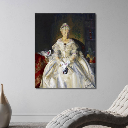 La Signora T. In Seta Color Crema N. 2 George Bellows gbl13 quadro stampato su tela