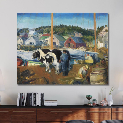 Pontile Del Team Ox A Matinicus George Bellows gbl16 quadro stampato su tela