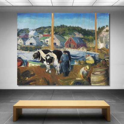 Pontile Del Team Ox A Matinicus George Bellows gbl16 quadro stampato su tela