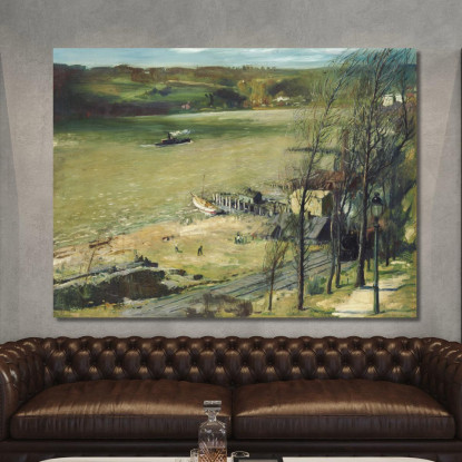 Sull'Hudson George Bellows gbl24 quadro stampato su tela