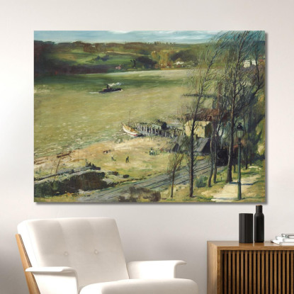 Sull'Hudson George Bellows gbl24 quadro stampato su tela