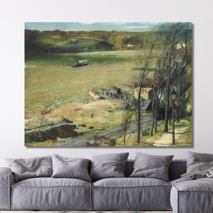 Sull'Hudson George Bellows gbl24 quadro stampato su tela